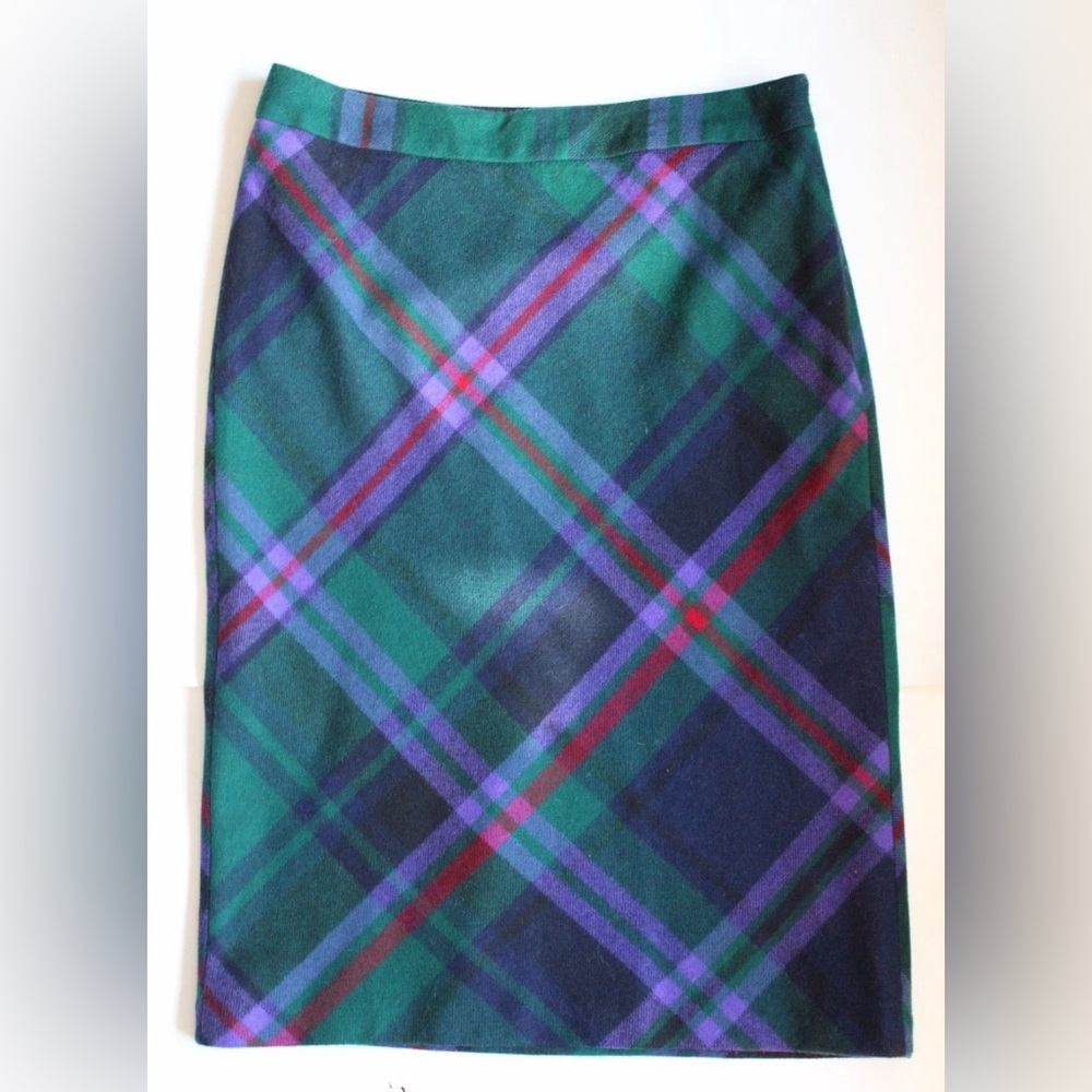 Eddie Bauer wool plaid skirt sz 6 lined pencil knee length
